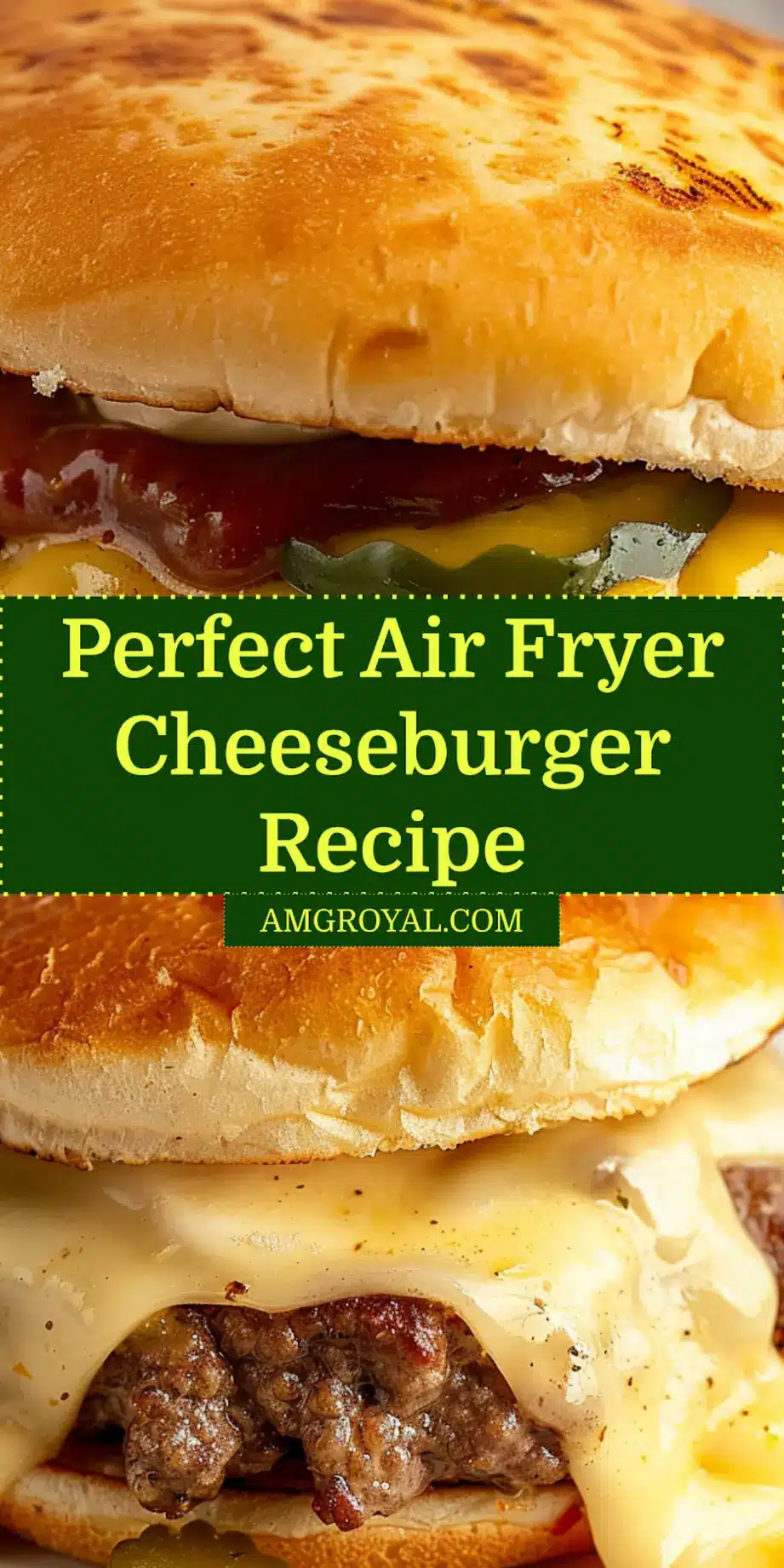 AIR FRYER CHEESEBURGER centered hero view, clean and uncluttered_pin