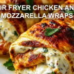 AIR FRYER CHICKEN AND MOZZARELLA WRAPS centered hero view, clean and uncluttered