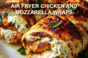 AIR FRYER CHICKEN AND MOZZARELLA WRAPS centered hero view, clean and uncluttered