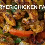 AIR FRYER CHICKEN FAJITAS centered hero view, clean and uncluttered