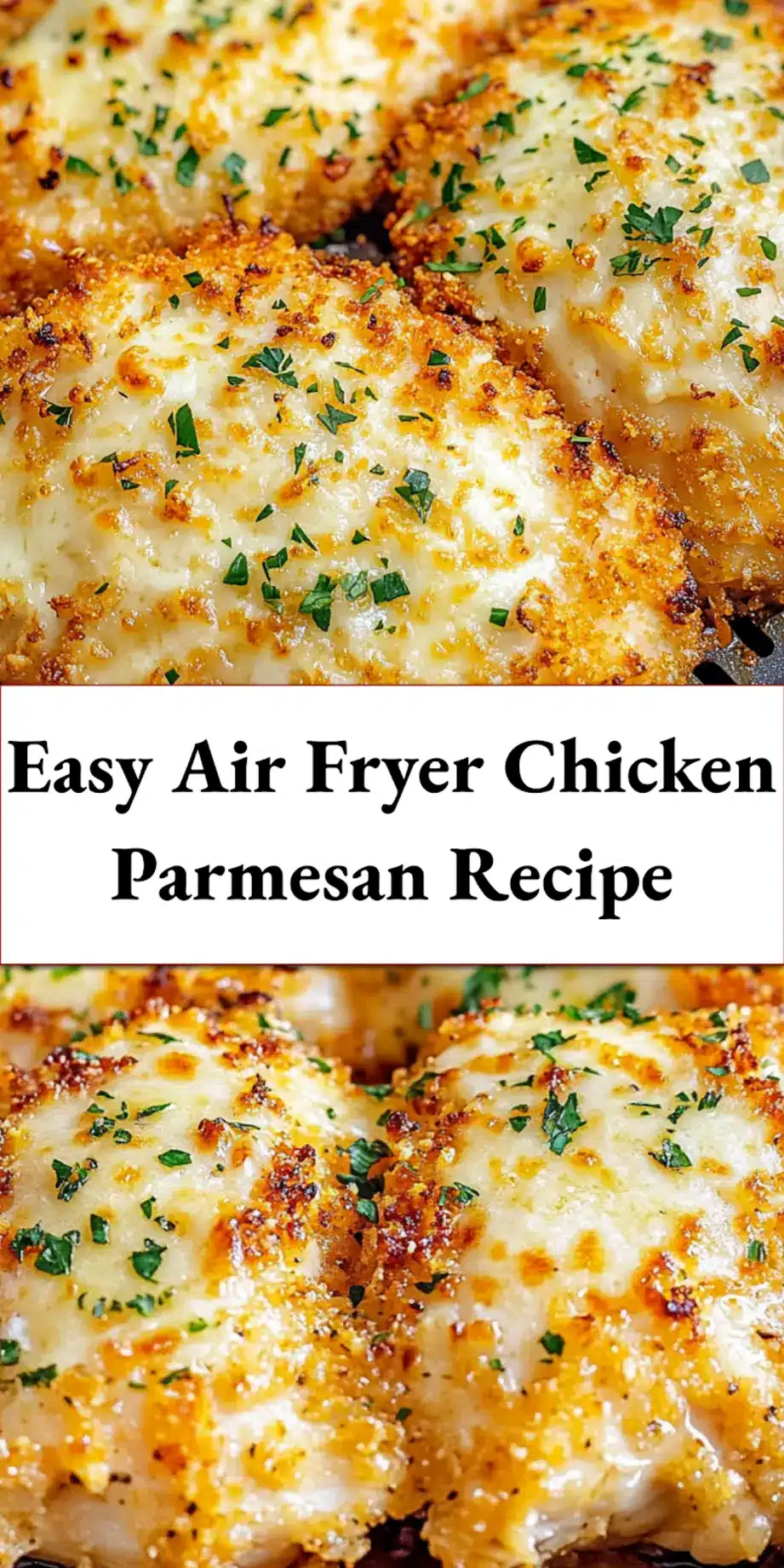 Air Fryer Chicken Parmesan: Easy Delicious Recipe 7 Air Fryer Chicken Parmesan, perfectly golden brown with bubbling cheese, ideal for social sharing