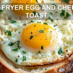 AIR FRYER EGG AND CHEESE TOAST centered hero view, clean and uncluttered