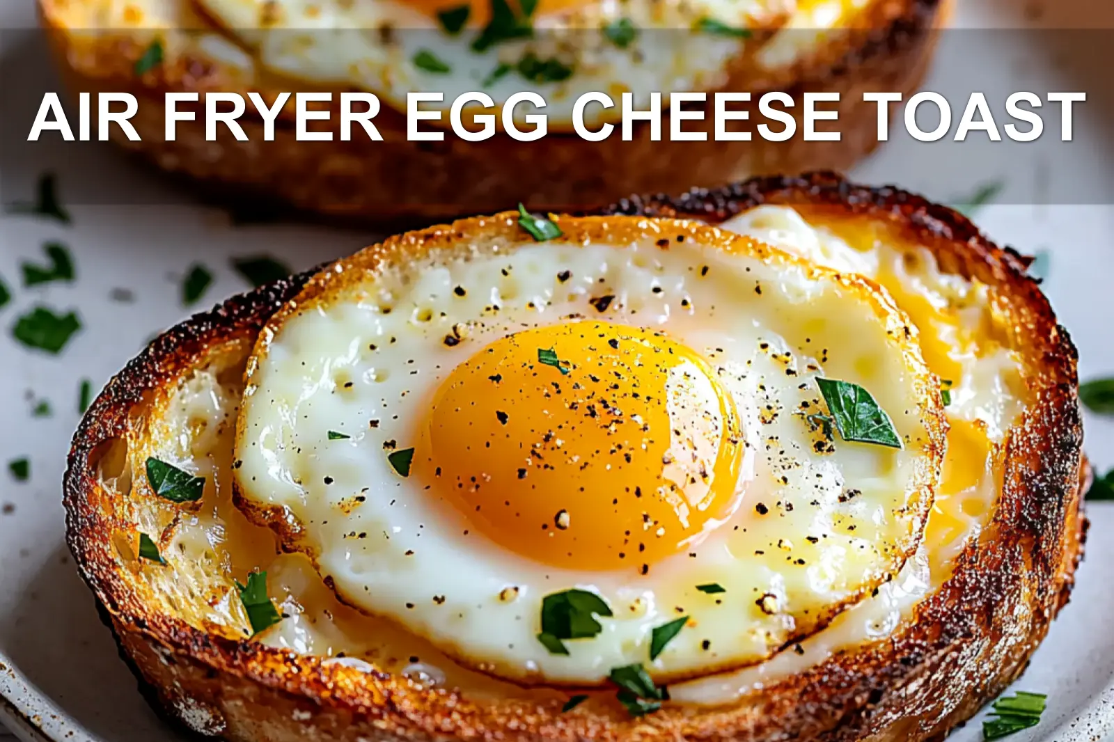 AIR FRYER EGG CHEESE TOAST centered hero view, clean and uncluttered