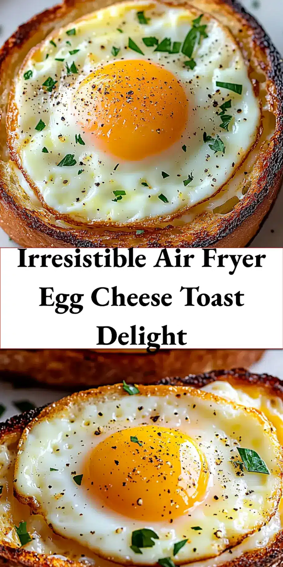 AIR FRYER EGG CHEESE TOAST centered hero view, clean and uncluttered_pin