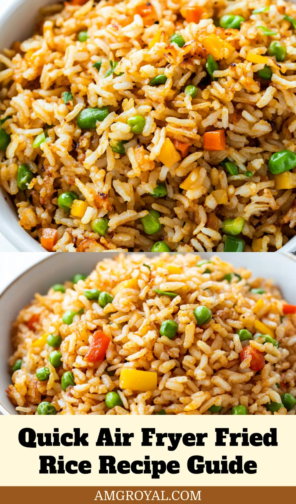 Air Fryer Fried Rice: Simple Delicious Recipe Ideas 7 A pin-worthy overhead shot of crispy Air Fryer Fried Rice in a serving bowl with fresh green onions