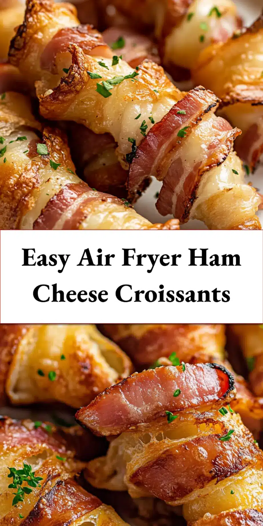 Air Fryer Ham Cheese Croissants, centered hero view, clean and uncluttered