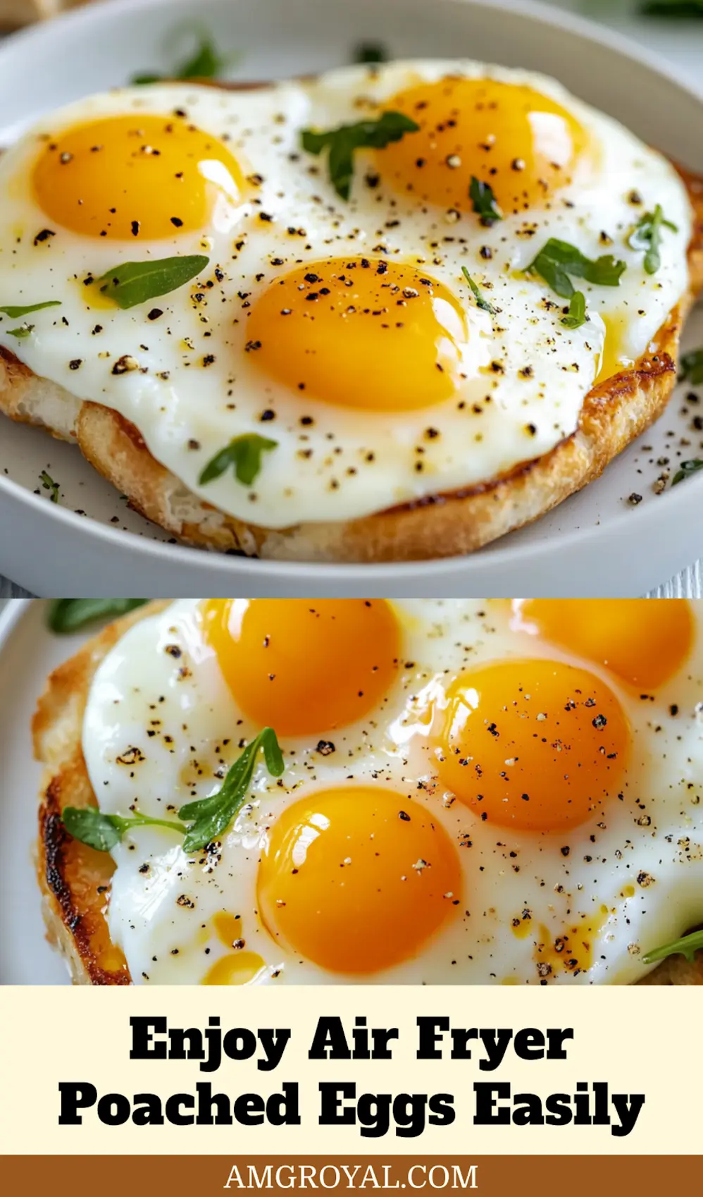 Air Fryer Poached Eggs Made Easy Delicious and Quick 7 AIR FRYER POACHED EGGS centered hero view, clean and uncluttered_pin