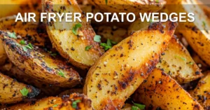AIR FRYER POTATO WEDGES centered hero view, clean and uncluttered