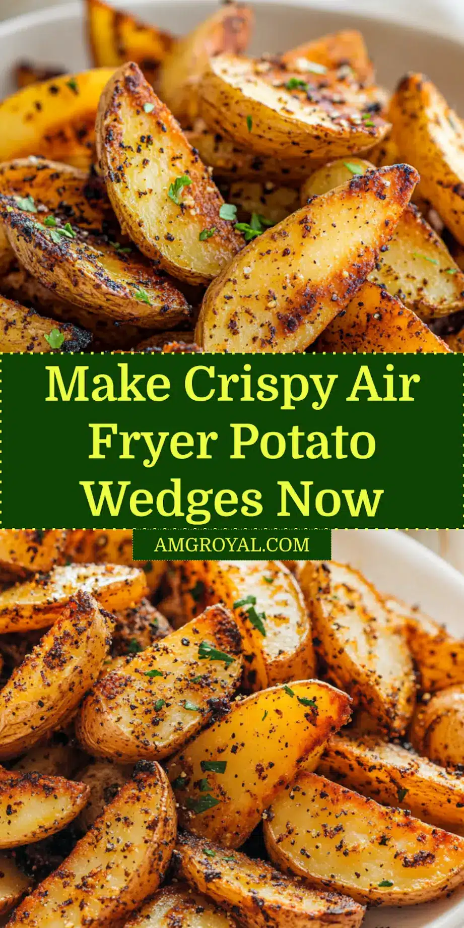 Air Fryer Potato Wedges Perfect Crispy and Delicious 7 AIR FRYER POTATO WEDGES centered hero view, clean and uncluttered_pin