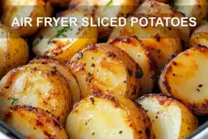 AIR FRYER SLICED POTATOES centered hero view, clean and uncluttered