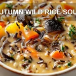 AUTUMN WILD RICE SOUP centered hero view, clean and uncluttered