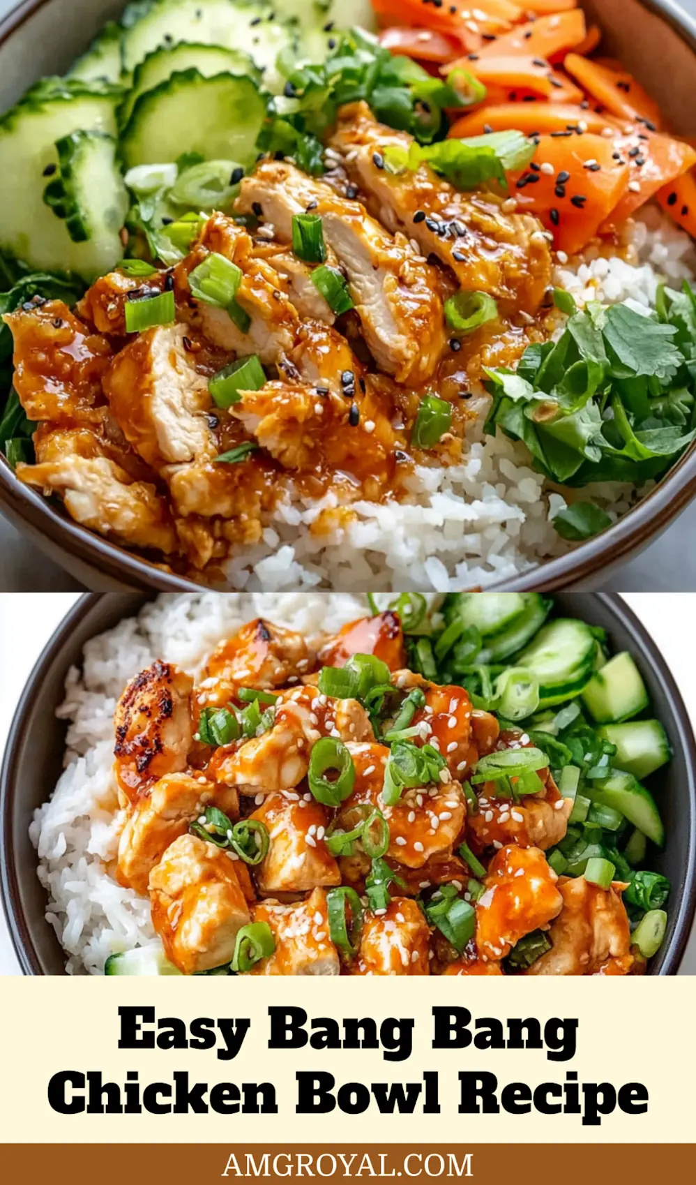 Bang Bang Chicken Bowl Recipe: Quick Delicious Dinner 6 Styled bowl of Bang Bang Chicken with rice and vegetables