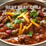 BEST BEEF CHILI centered hero view, clean and uncluttered