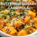 BUTTERNUT SQUASH CASSEROLE centered hero view, clean and uncluttered