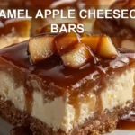CARAMEL APPLE CHEESECAKE BARS centered hero view, clean and uncluttered
