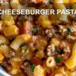 CHEESEBURGER PASTA centered hero view, clean and uncluttered