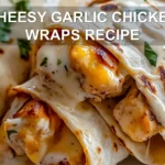 CHEESY GARLIC CHICKEN WRAPS RECIPE centered hero view, clean and uncluttered