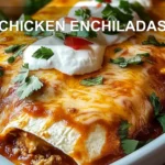 CHICKEN ENCHILADAS centered hero view, clean and uncluttered