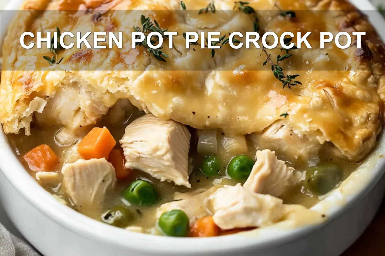 CHICKEN POT PIE CROCK POT centered hero view, clean and uncluttered
