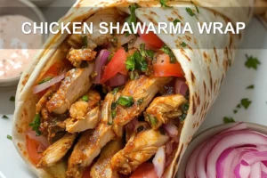 CHICKEN SHAWARMA WRAP centered hero view, clean and uncluttered