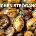 CHICKEN STROGANOFF centered hero view, clean and uncluttered
