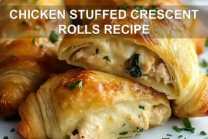 CHICKEN STUFFED CRESCENT ROLLS RECIPE centered hero view, clean and uncluttered