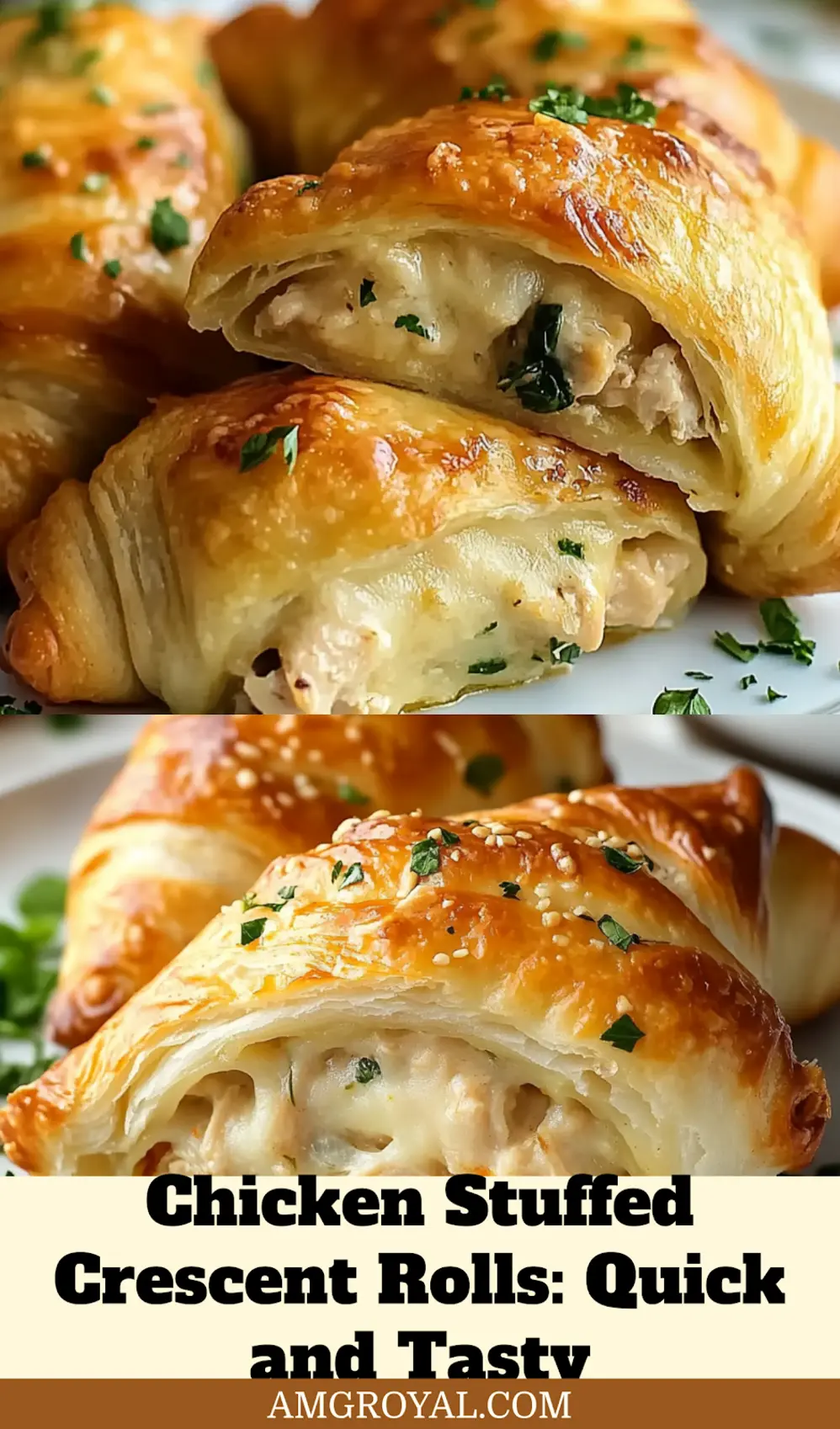 Chicken Stuffed Crescent Rolls Recipe: Easy and Delicious 6 Finished chicken stuffed crescent rolls served on a tray for parties or meal prep