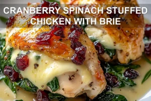 Cranberry Spinach Stuffed Chicken with Brie Bliss CRANBERRY SPINACH STUFFED CHICKEN WITH BRIE centered hero view, clean and uncluttered