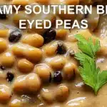 CREAMY SOUTHERN BLACK EYED PEAS centered hero view, clean and uncluttered