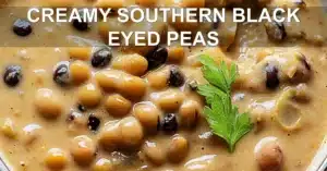 CREAMY SOUTHERN BLACK EYED PEAS centered hero view, clean and uncluttered
