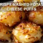 CRISPY MASHED POTATO CHEESE PUFFS centered hero view, clean and uncluttered