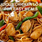 DELICIOUS CHICKEN LO MEIN FOR EASY MEALS centered hero view, clean and uncluttered