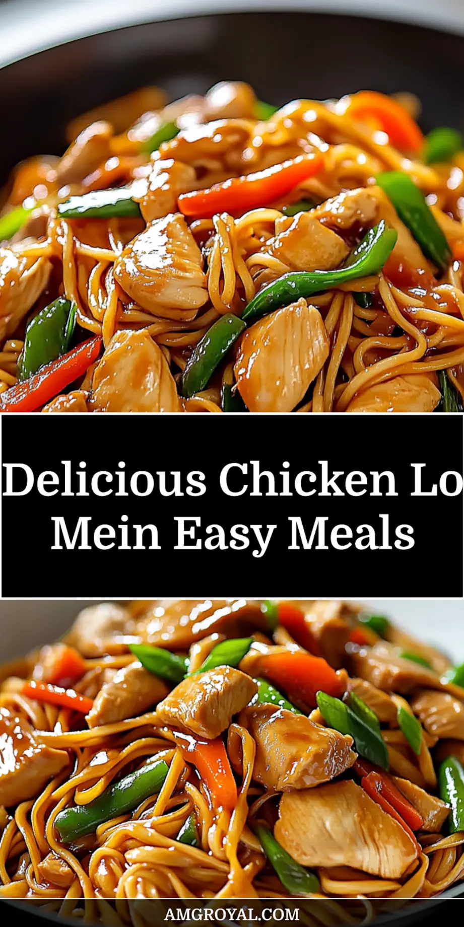 A captivating image of a prepared delicious chicken lo mein dish, perfect for sharing on social media or as a featured recipe. (Pinterest-optimized)