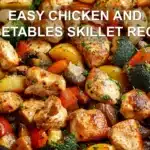 EASY CHICKEN AND VEGETABLES SKILLET RECIPE centered hero view, clean and uncluttered