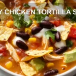 EASY CHICKEN TORTILLA SOUP centered hero view, clean and uncluttered