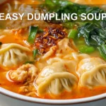EASY DUMPLING SOUP centered hero view, clean and uncluttered