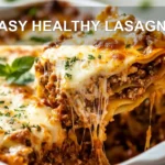 EASY HEALTHY LASAGNA centered hero view, clean and uncluttered