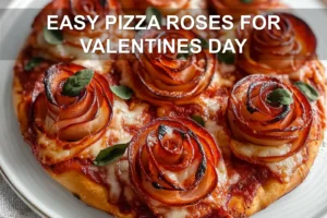 EASY PIZZA ROSES FOR VALENTINES DAY centered hero view, clean and uncluttered
