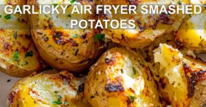 Garlicky Air Fryer Smashed Potatoes: Must-Try Recipe GARLICKY AIR FRYER SMASHED POTATOES centered hero view, clean and uncluttered