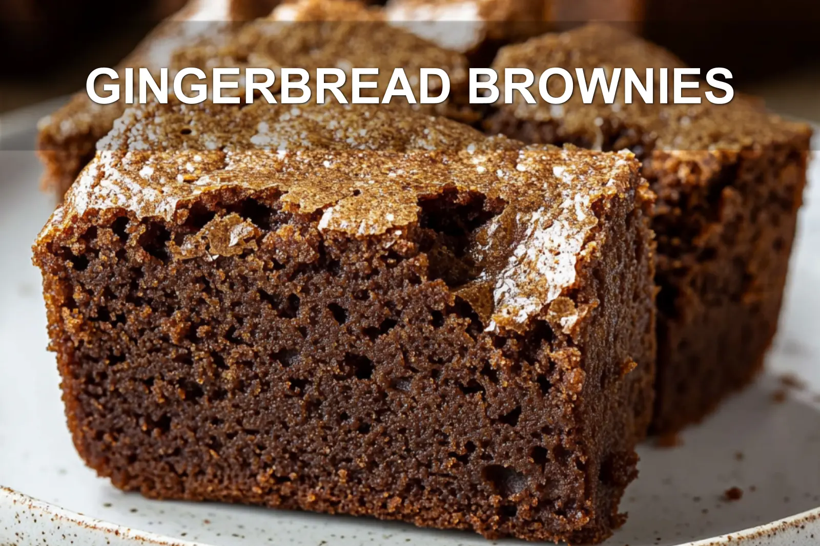 GINGERBREAD BROWNIES centered hero view, clean and uncluttered