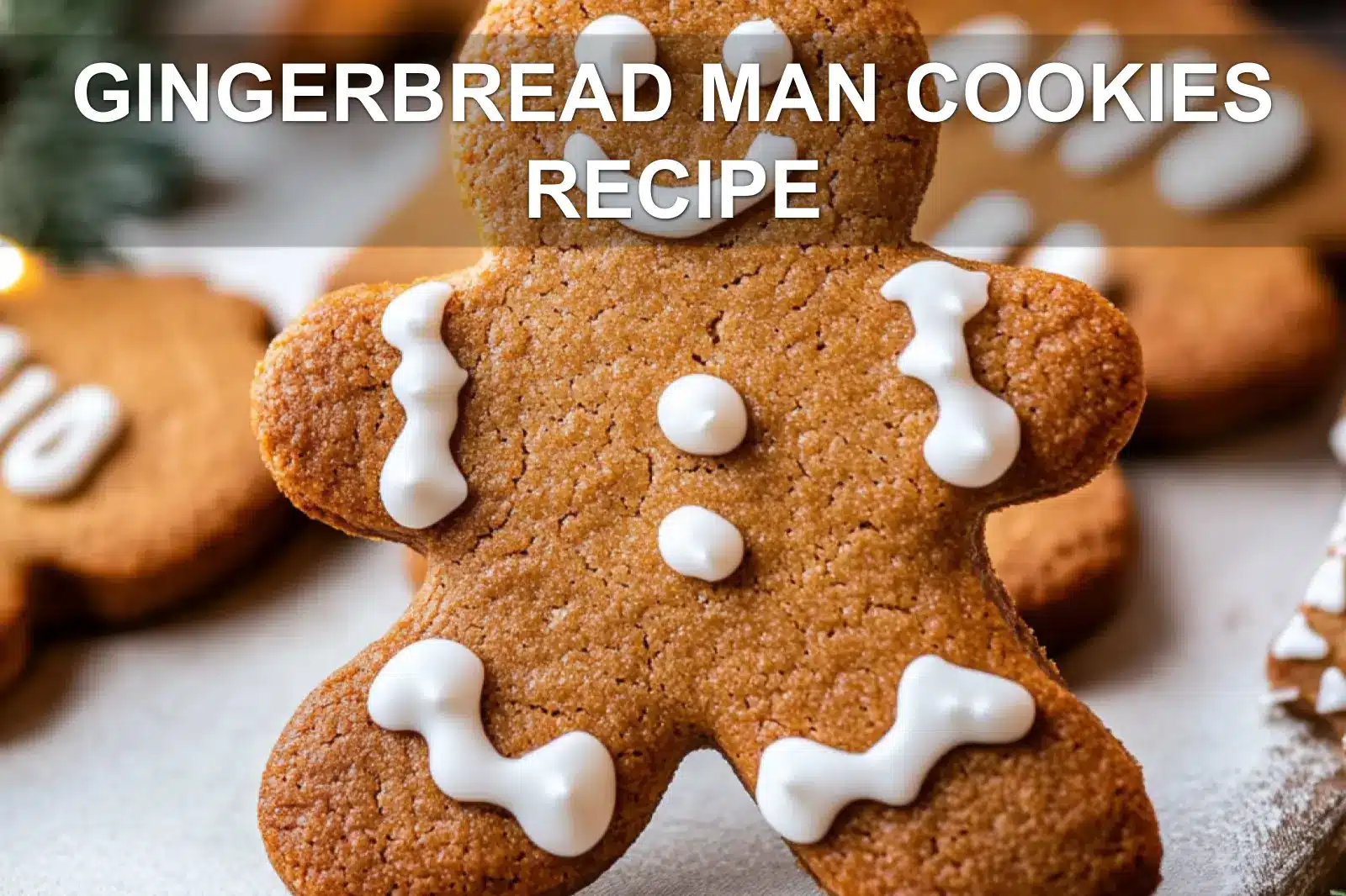 GINGERBREAD MAN COOKIES RECIPE centered hero view, clean and uncluttered