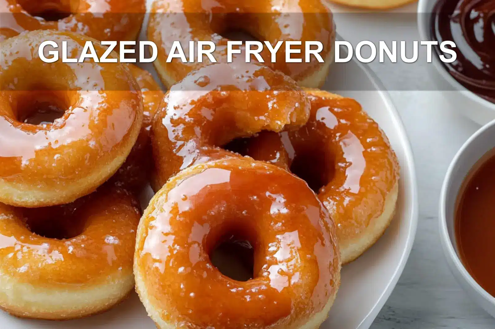 GLAZED AIR FRYER DONUTS centered hero view, clean and uncluttered
