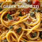 GREEK SPAGHETTI centered hero view, clean and uncluttered
