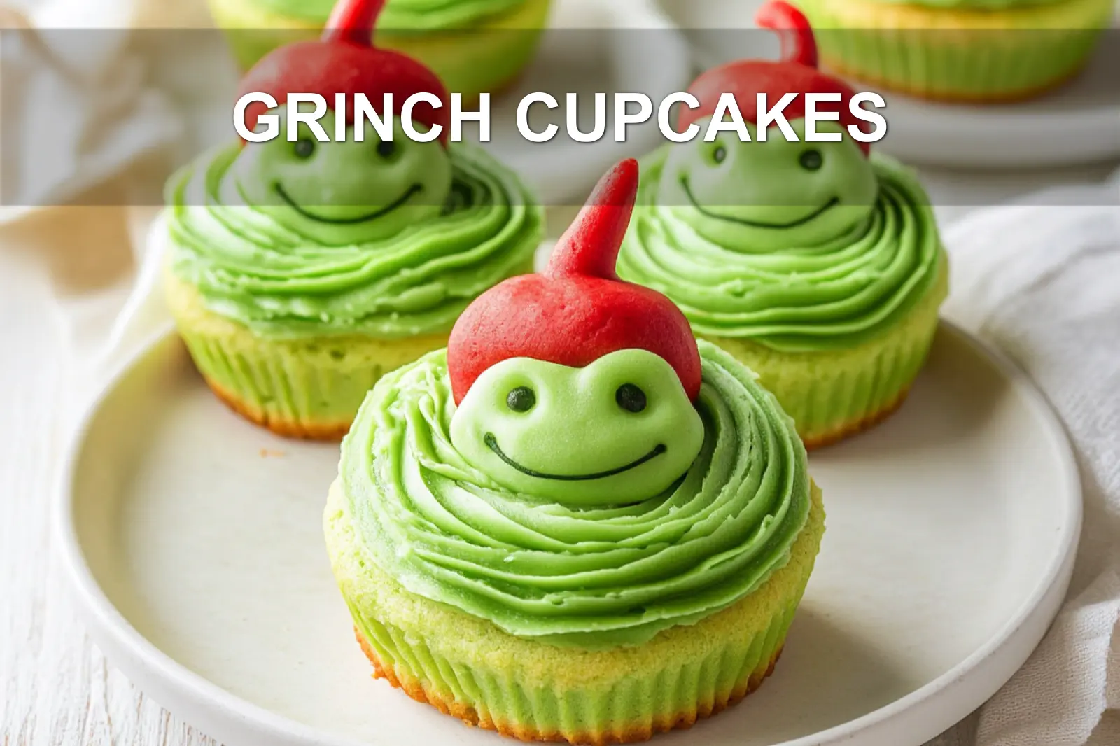 GRINCH CUPCAKES centered hero view, clean and uncluttered
