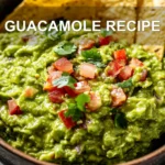 GUACAMOLE RECIPE centered hero view, clean and uncluttered