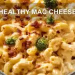 HEALTHY MAC CHEESE centered hero view, clean and uncluttered