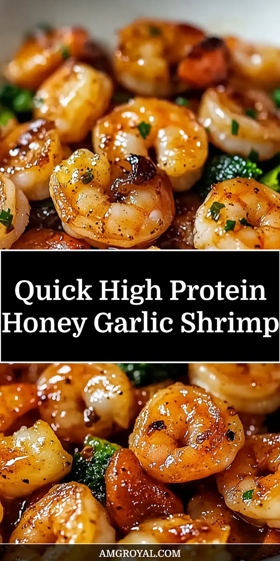 High-Protein Honey Garlic Shrimp: Quick Easy Recipe 6 Close-up of High Protein Honey Garlic Shrimp, glistening with sauce and garnished with fresh parsley, served over fluffy white rice in a bowl.