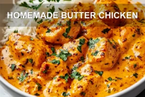 Homemade Butter Chicken Recipe: Easy Delicious Guide HOMEMADE BUTTER CHICKEN centered hero view, clean and uncluttered