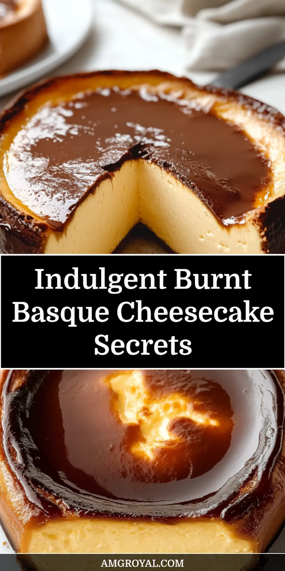 Indulgent Burnt Basque Cheesecake Recipe: Irresistibly Delicious 6 Top view of finished indulgent burnt Basque cheesecake, perfect caramelized top, ready to serve