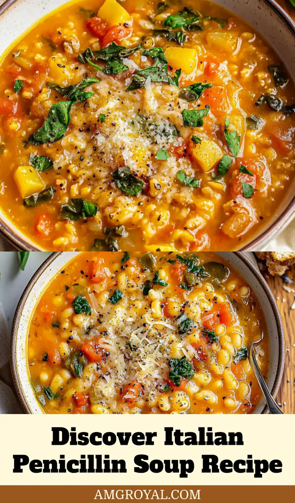 Italian Penicillin Soup Recipe: Irresistible Comfort 6 A vibrant, comforting bowl of Italian Penicillin Soup, ready for a Pinterest share. The golden broth, small pasta, shredded chicken, and fresh parsley are visible, set against a cozy background.